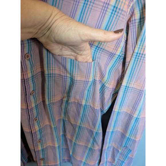 Vintage Pierre Cardin Lavender Shirt: 80s Plaid Long Sleeve Shirt Size L - Picture 6 of 10